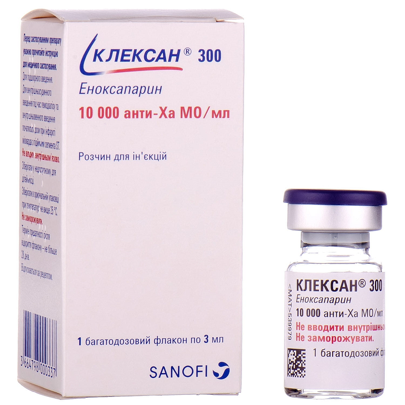 Клексан 300 р-н д/ін.10 000 анти-Ха МО/мл в фл.по 3мл(30000 анти-Ха МО)